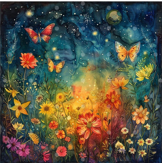 Paint by Numbers Kit Butterflies Among Flowers