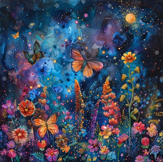 Paint by Numbers Kit Butterflies Among Flowers