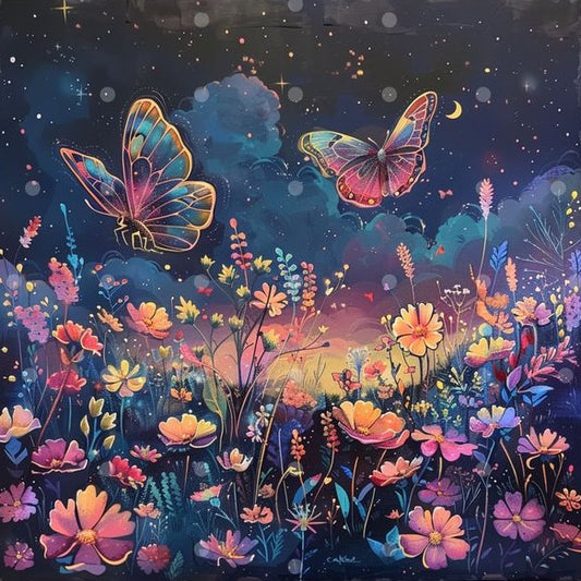 Paint by Numbers Kit Butterflies Among Flowers