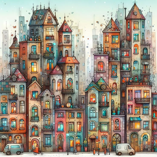 Paint by Numbers Kit Fantasy Colorful Town