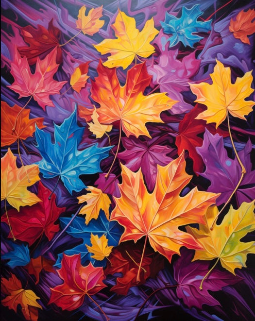 Paint by Numbers Kit Colored Leaves