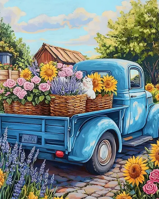 Paint by Numbers Kit Car Carrying Flowers