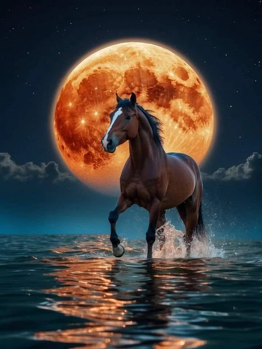 Paint by Numbers Kit Horse Running Under The Moon