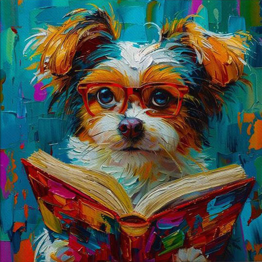 Paint by Numbers Kit Puppy Reading A Book