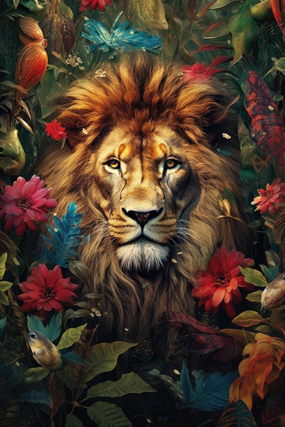 Paint by Numbers Kit Flower Lion