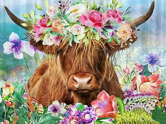 Paint by Numbers Kit Yak In The Flowers