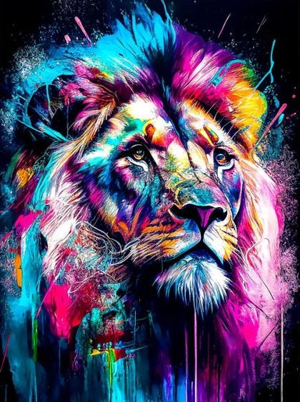 Paint by Numbers Kit Abstract Colorful Lion