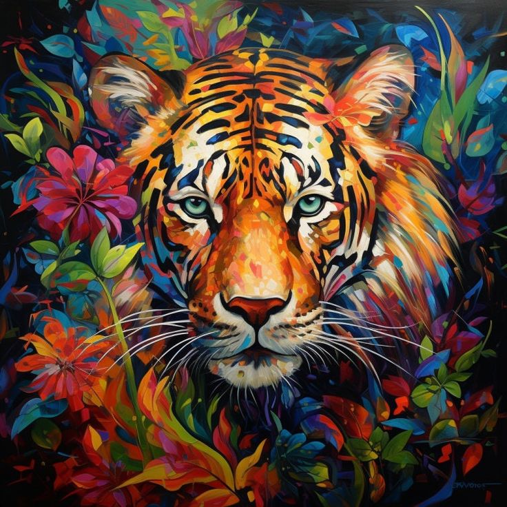 Paint by Numbers Kit Tiger In The Flower