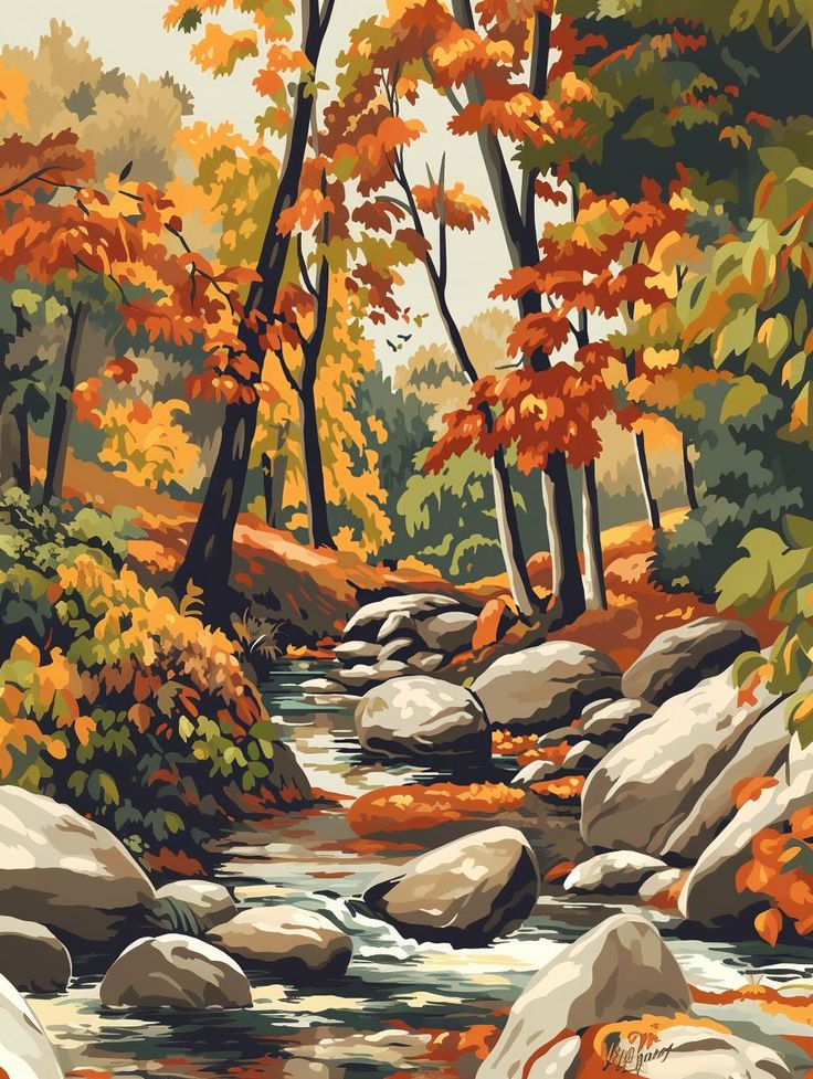 Paint by Numbers Kit Autumn Scene