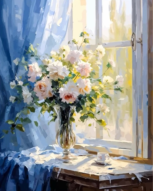 Paint by Numbers Kit Flowers On Windowsill