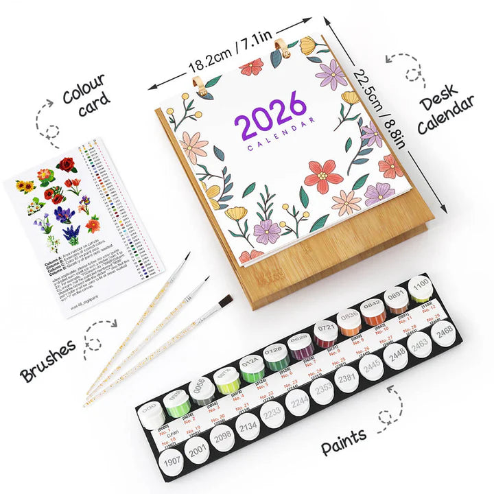 DIY Paint by Numbers Desk Calendar 2026 - Beautiful Plants