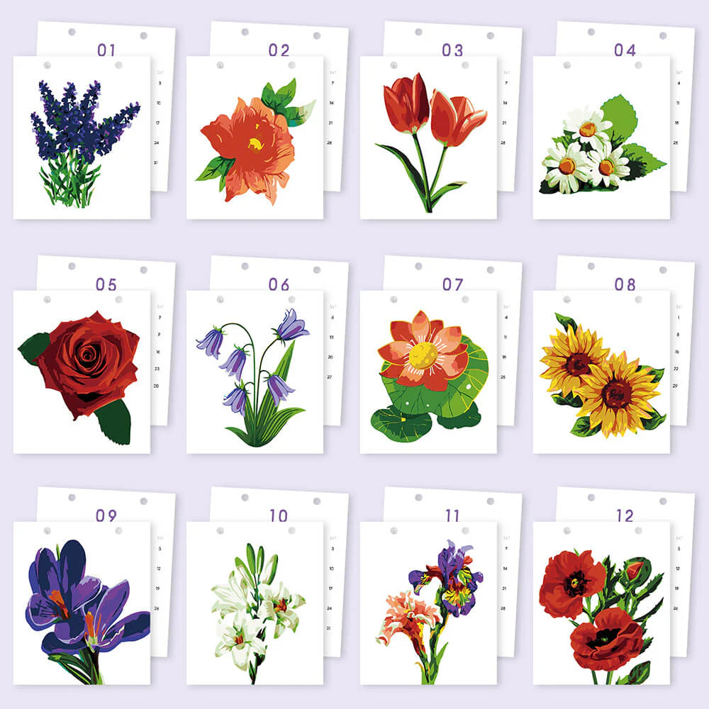 DIY Paint by Numbers Desk Calendar 2026 - Beautiful Plants