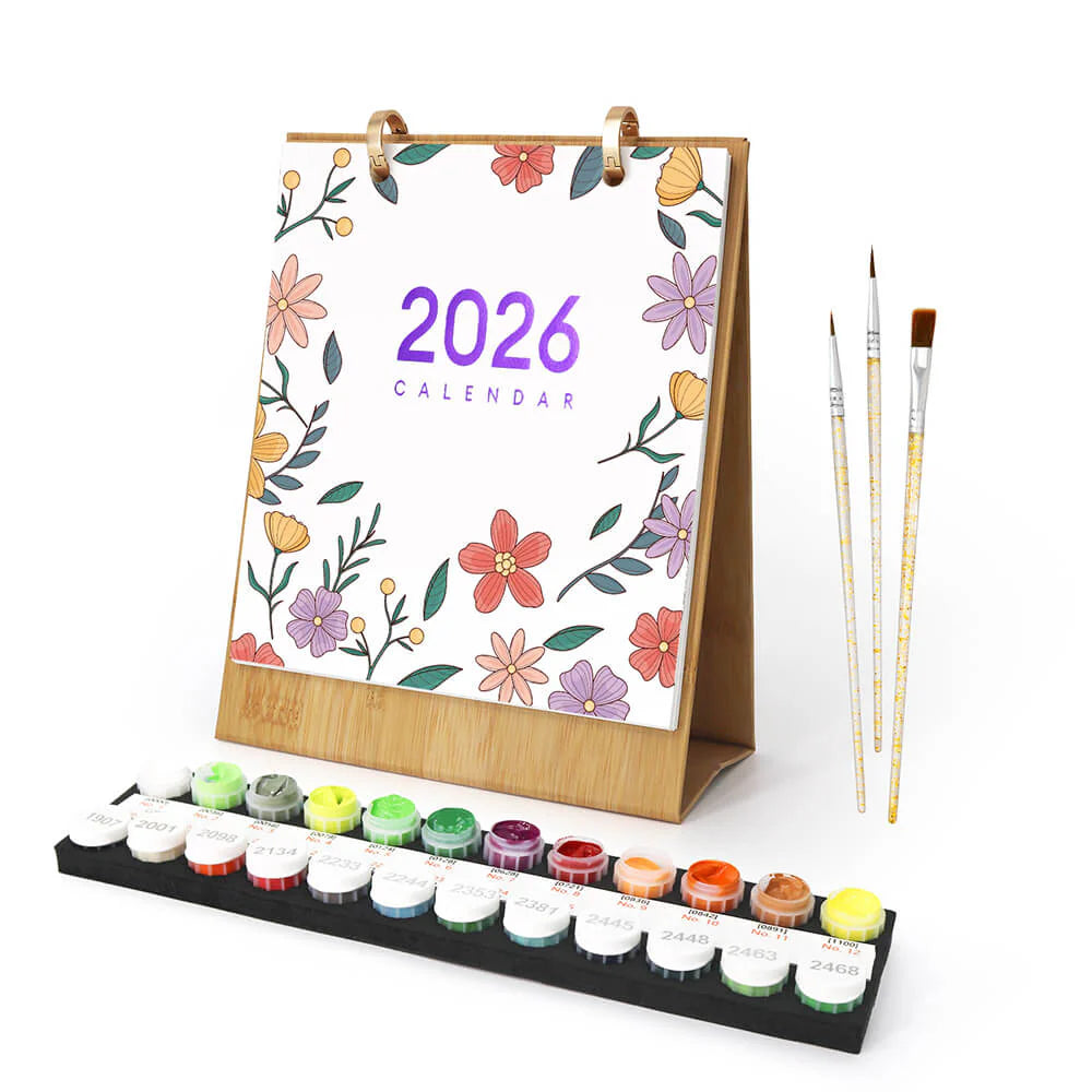 DIY Paint by Numbers Desk Calendar 2026 - Beautiful Plants