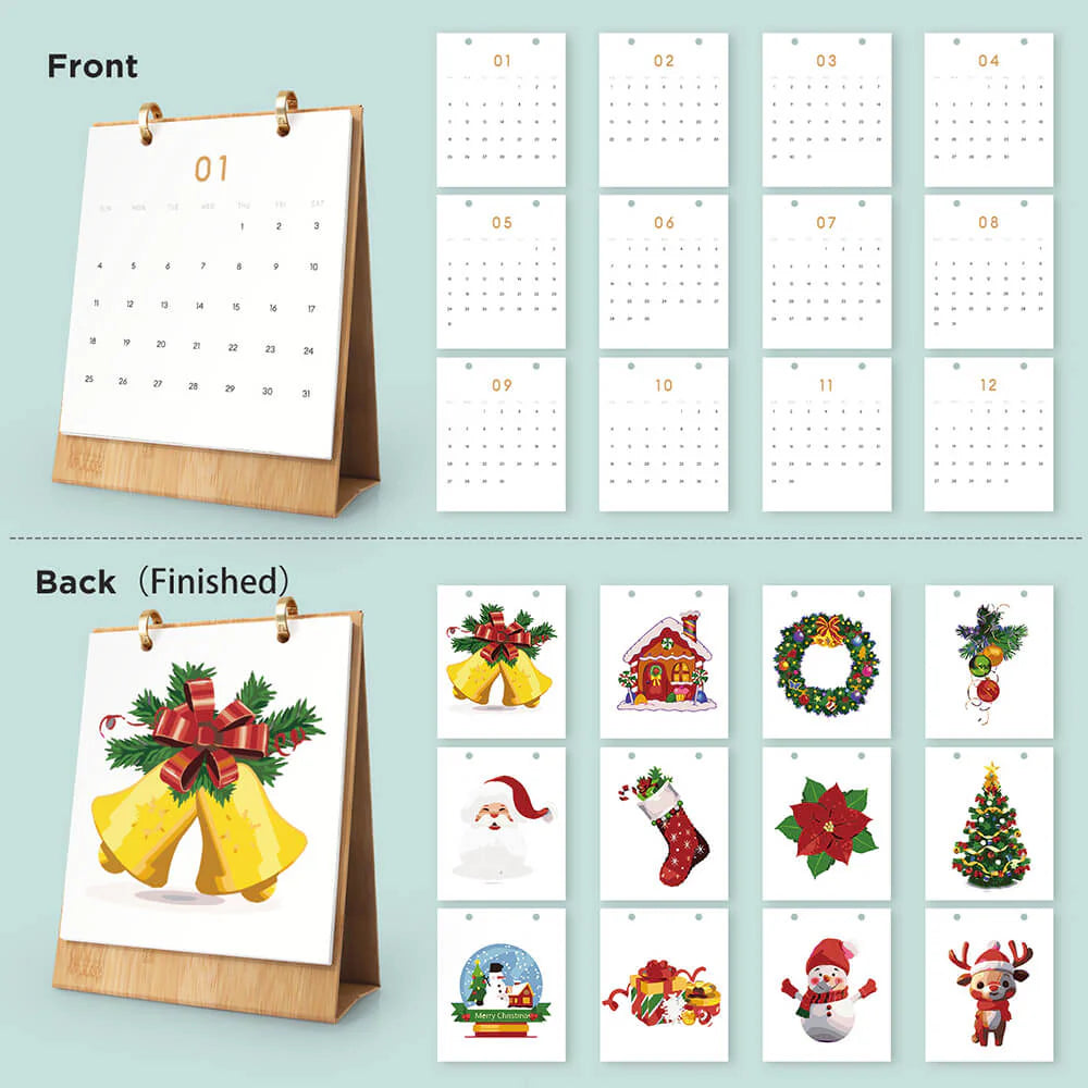 DIY Paint by Numbers Desk Calendar 2026 - Christmas
