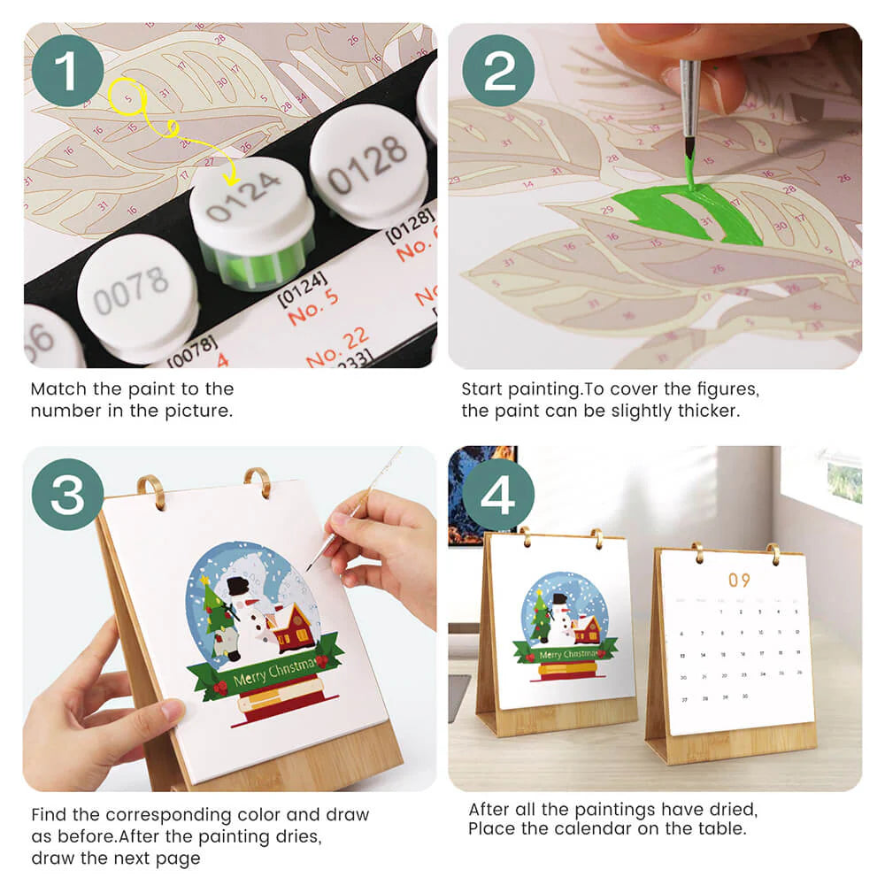 DIY Paint by Numbers Desk Calendar 2026 - Christmas