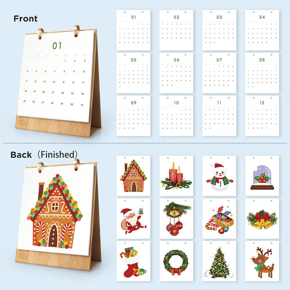 DIY Paint by Numbers Desk Calendar 2026 - Christmas