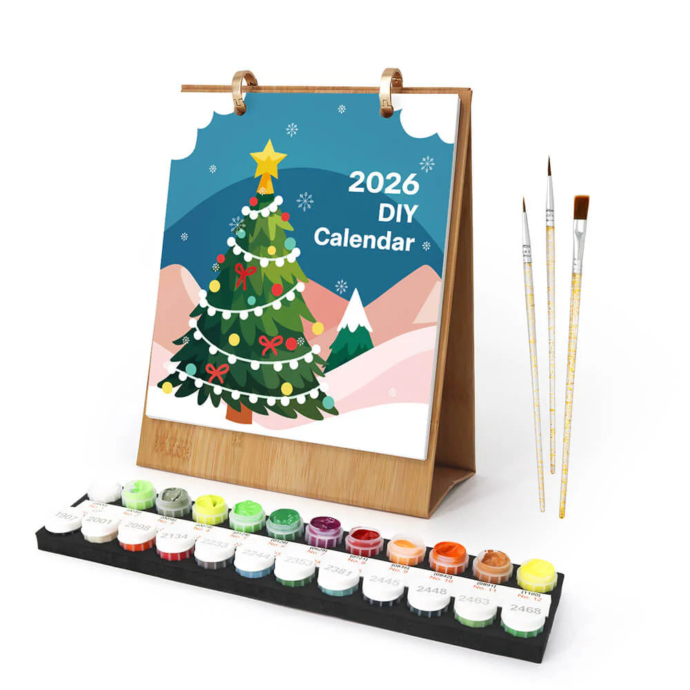 DIY Paint by Numbers Desk Calendar 2026 - Christmas