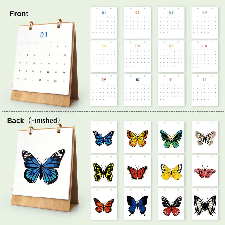DIY Paint by Numbers Desk Calendar 2026 - Beautiful Butterflies