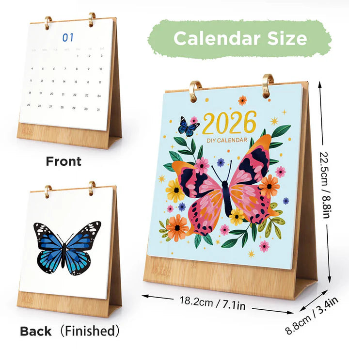 DIY Paint by Numbers Desk Calendar 2026 - Beautiful Butterflies