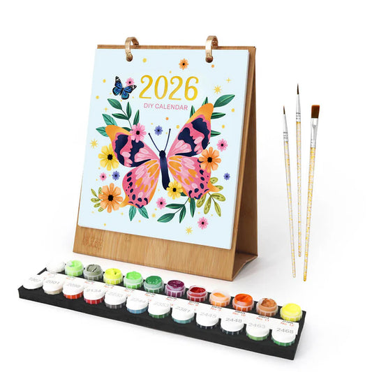 DIY Paint by Numbers Desk Calendar 2026 - Beautiful Butterflies