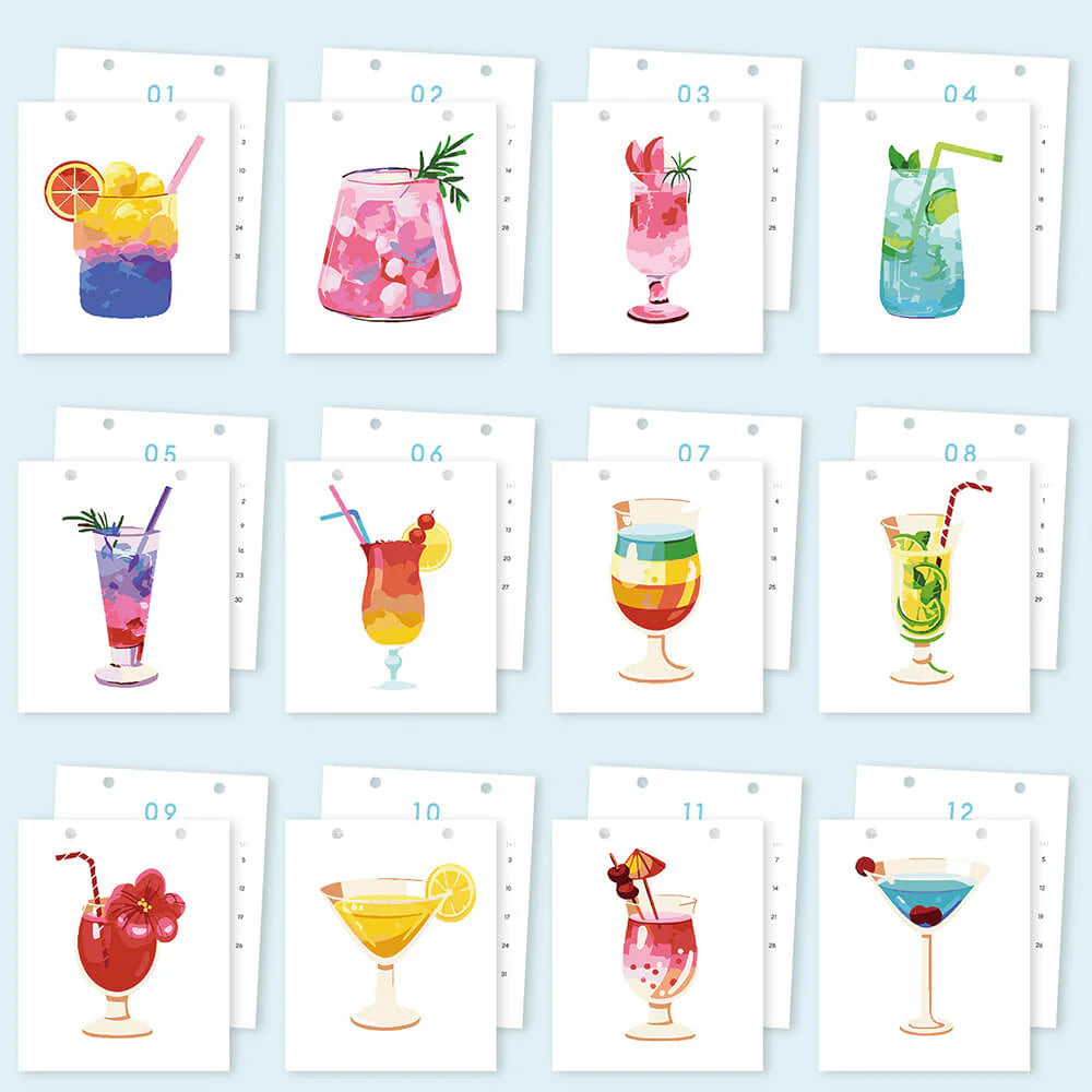 DIY Paint by Numbers Desk Calendar 2026 - Cocktail