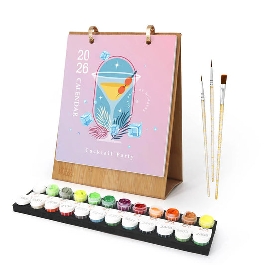 DIY Paint by Numbers Desk Calendar 2026 - Cocktail