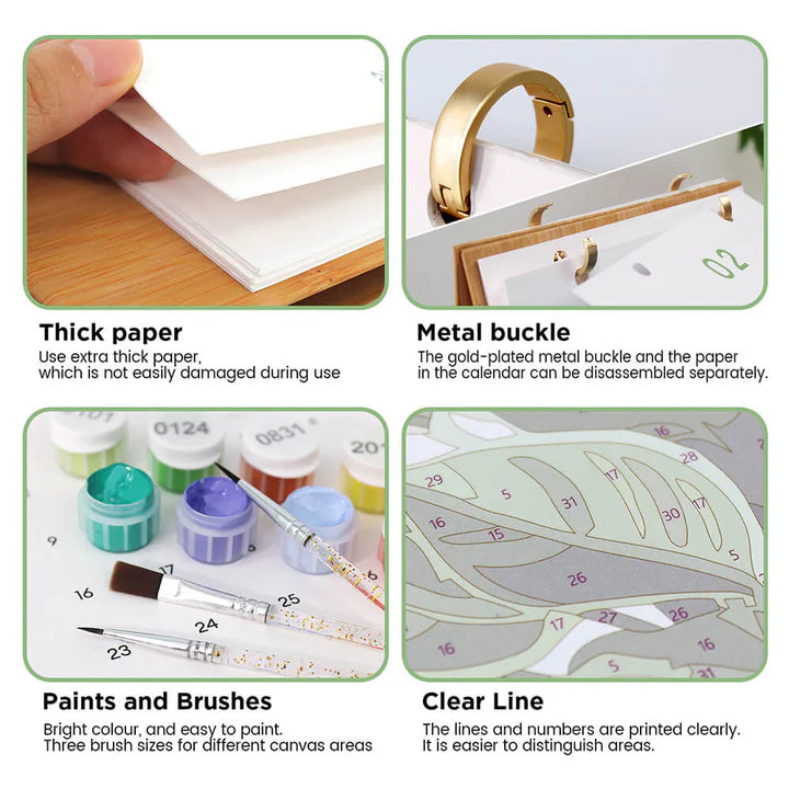 DIY Paint by Numbers Desk Calendar 2026 - Plants