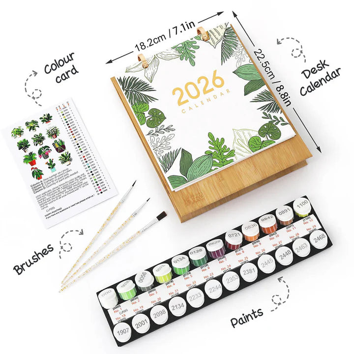 DIY Paint by Numbers Desk Calendar 2026 - Plants