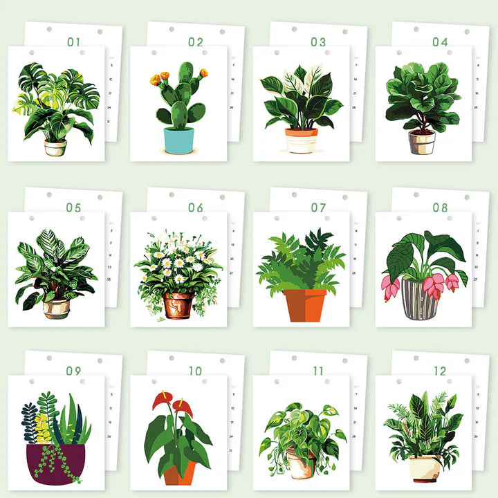 DIY Paint by Numbers Desk Calendar 2026 - Plants