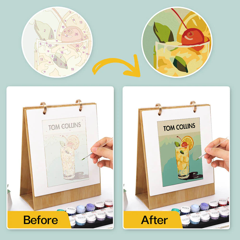 DIY Paint by Numbers Desk Calendar 2026 - Cocktail