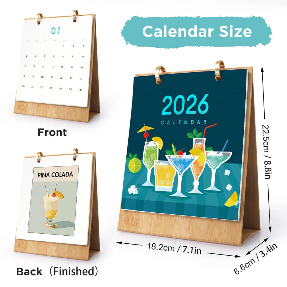 DIY Paint by Numbers Desk Calendar 2026 - Cocktail