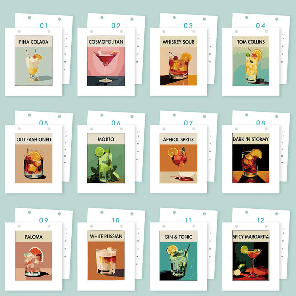 DIY Paint by Numbers Desk Calendar 2026 - Cocktail
