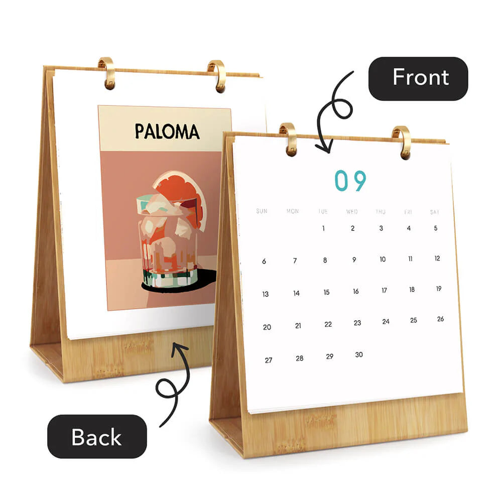 DIY Paint by Numbers Desk Calendar 2026 - Cocktail