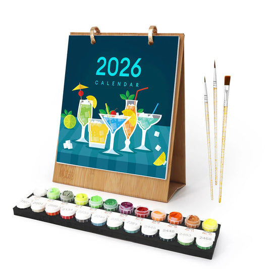 DIY Paint by Numbers Desk Calendar 2026 - Cocktail