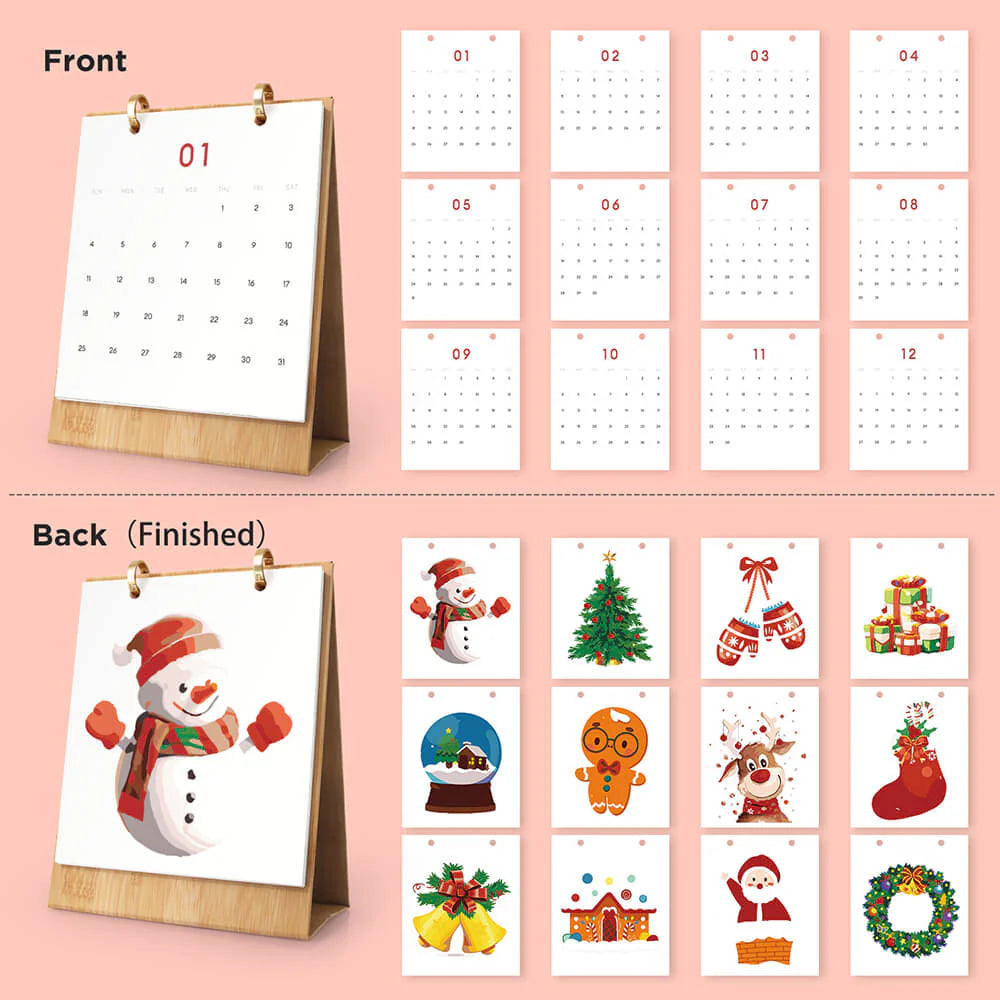 DIY Paint by Numbers Desk Calendar 2026 - Christmas