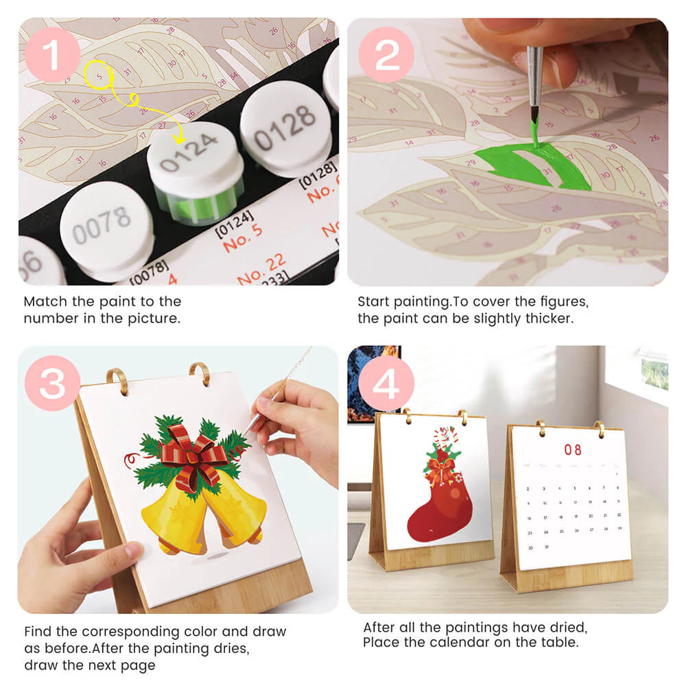 DIY Paint by Numbers Desk Calendar 2026 - Christmas