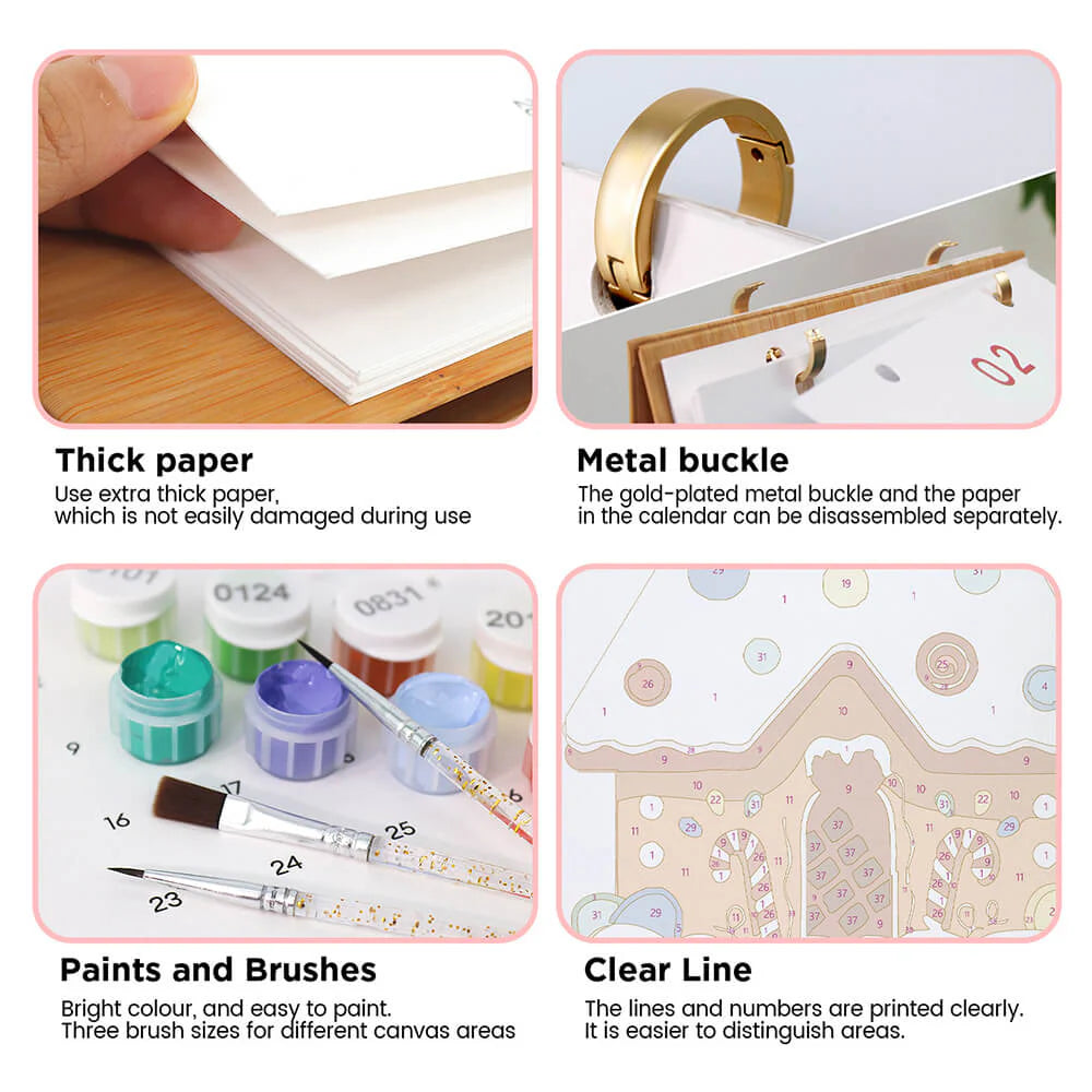 DIY Paint by Numbers Desk Calendar 2026 - Christmas