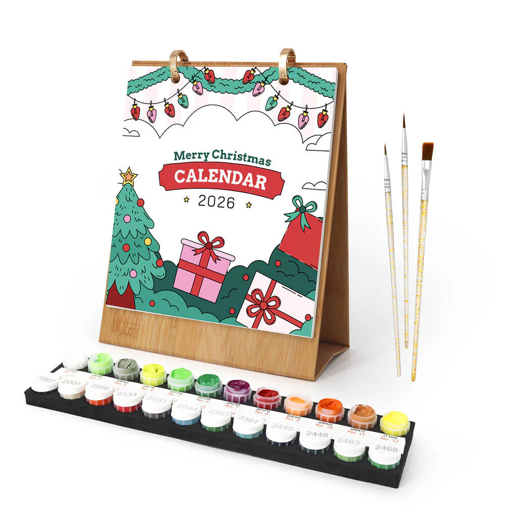 DIY Paint by Numbers Desk Calendar 2026 - Christmas