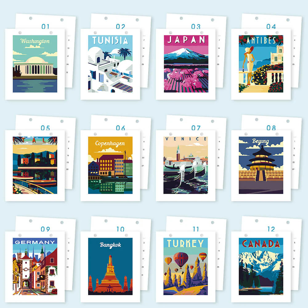 DIY Paint by Numbers Desk Calendar 2026 - World Architecture
