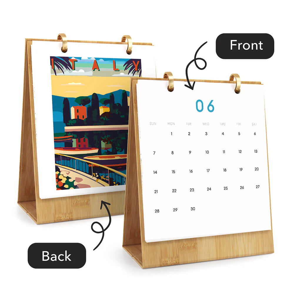 DIY Paint by Numbers Desk Calendar 2026 - World Architecture