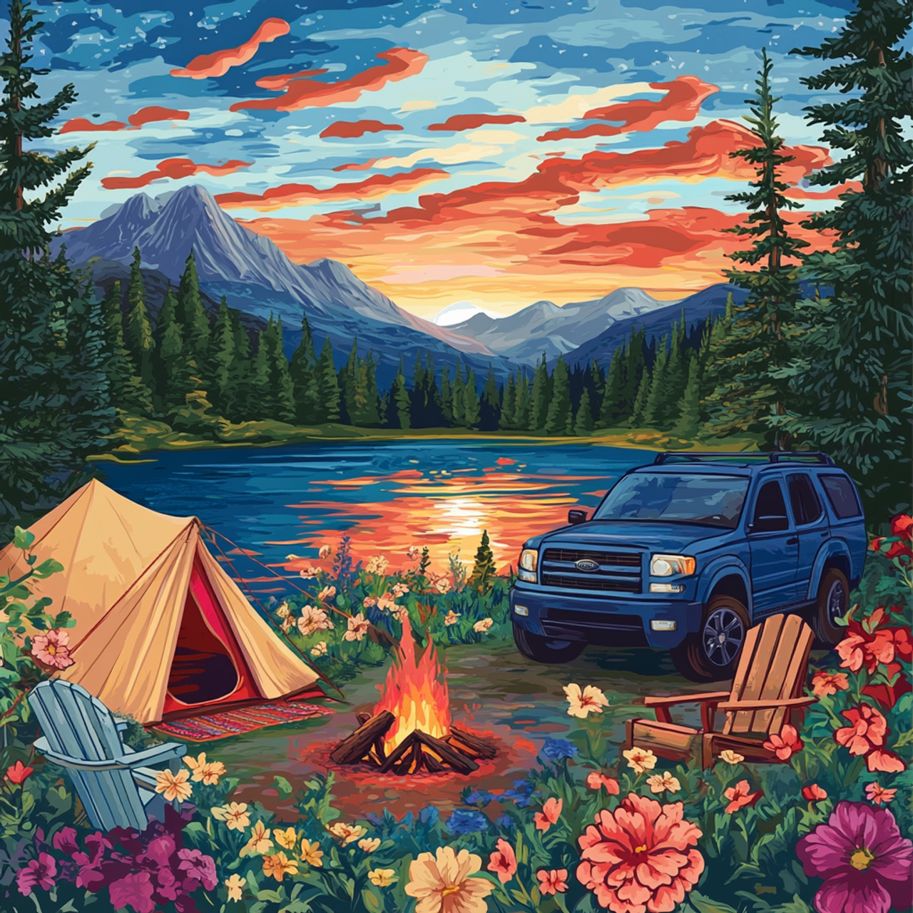 Paint by Numbers Kit Camping Time