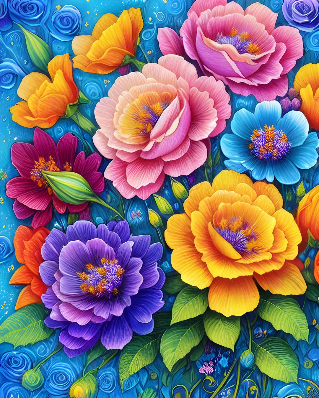 Paint by Numbers Kit Colored Flowers