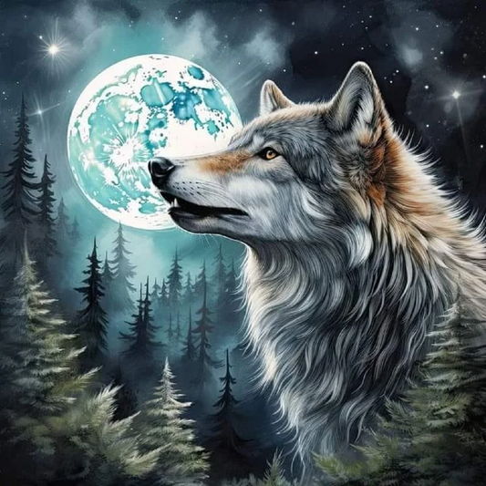 Paint by Numbers Kit Wolf Under The Moon