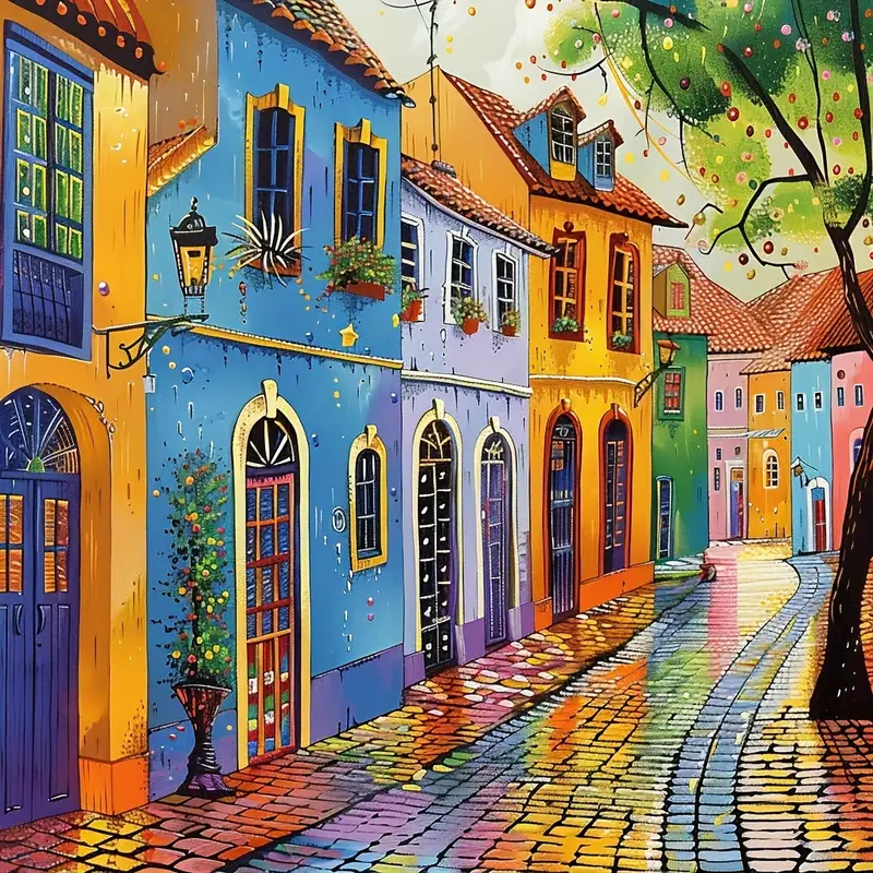 Paint by Numbers Kit Colorful Town