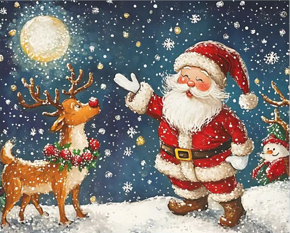 Paint by Numbers Kit Santa Claus And Deer