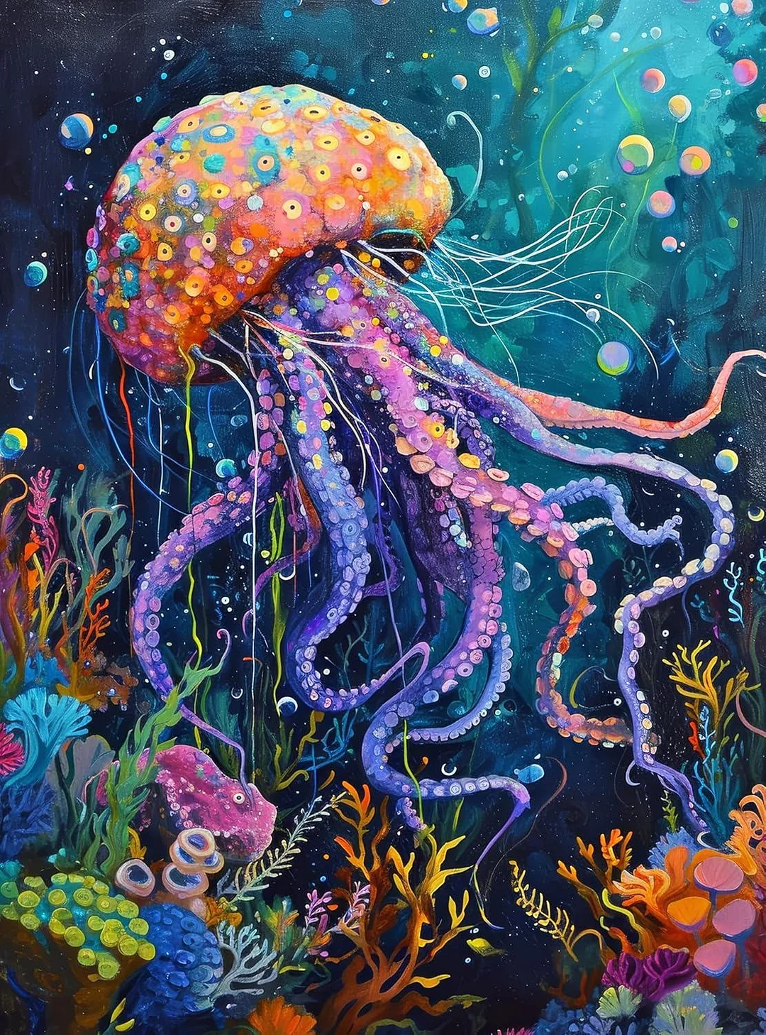 Paint by Numbers Kit Colorful Jellyfish