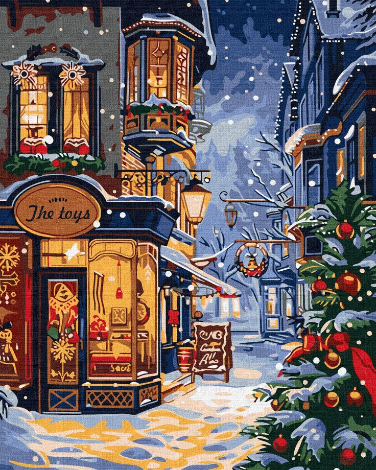 Paint by Numbers Kit Christmas Street Scene