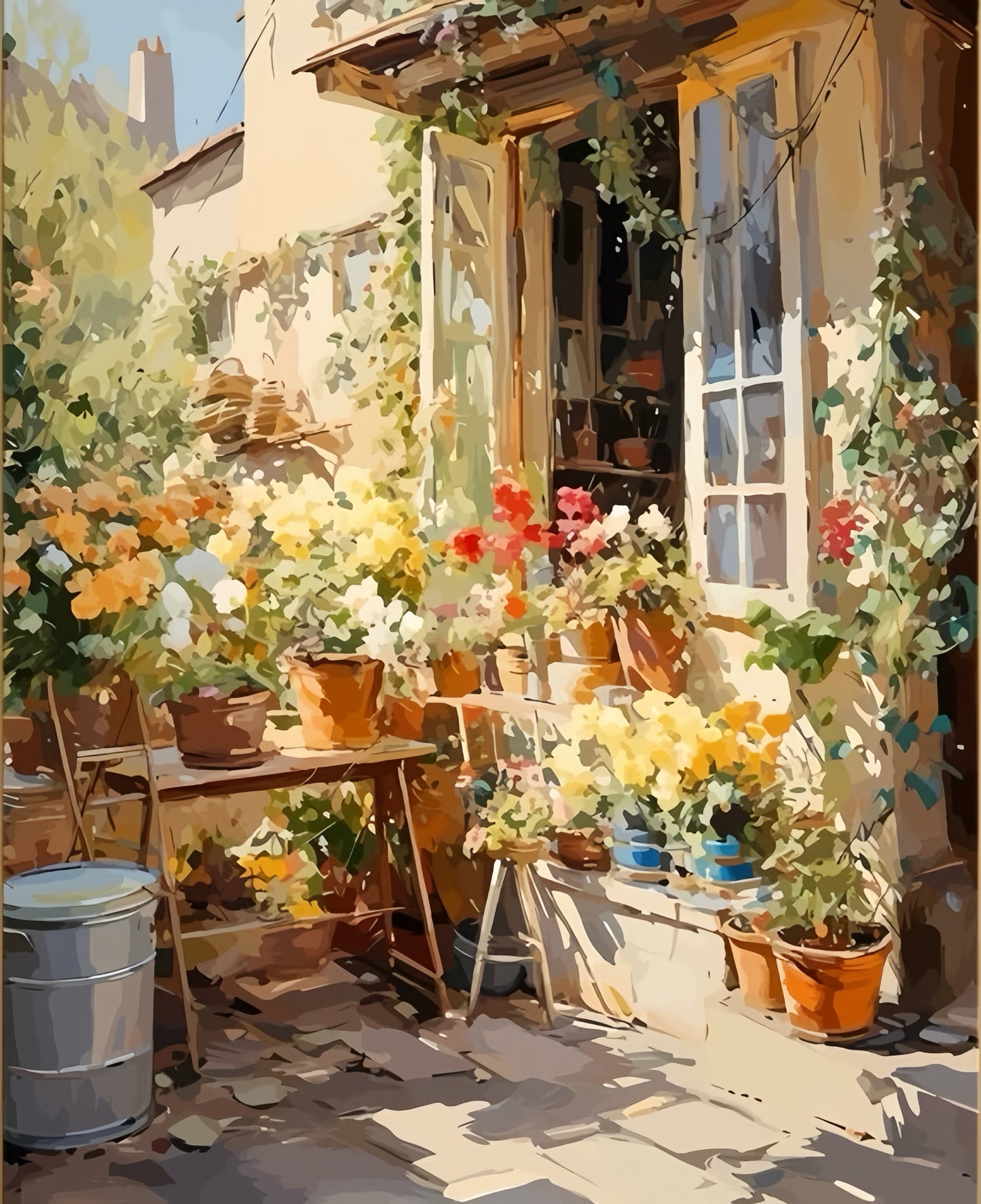 Paint by Numbers Kit Flowers Courtyard