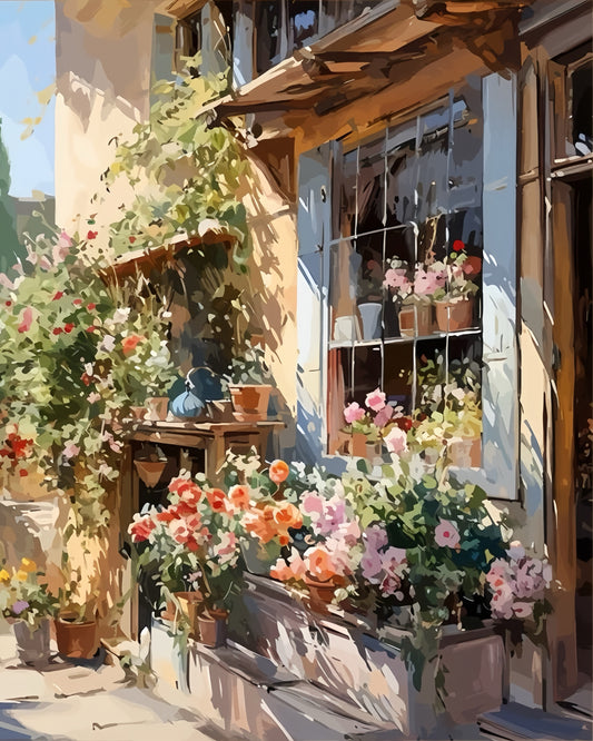 Paint by Numbers Kit Flowers Courtyard