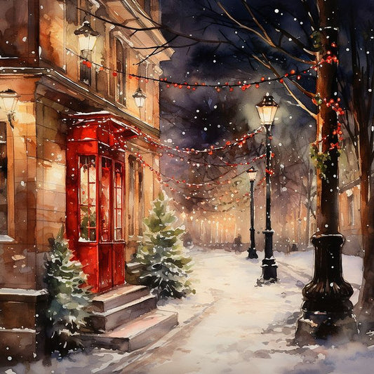 Paint by Numbers Kit Christmas Street Scene